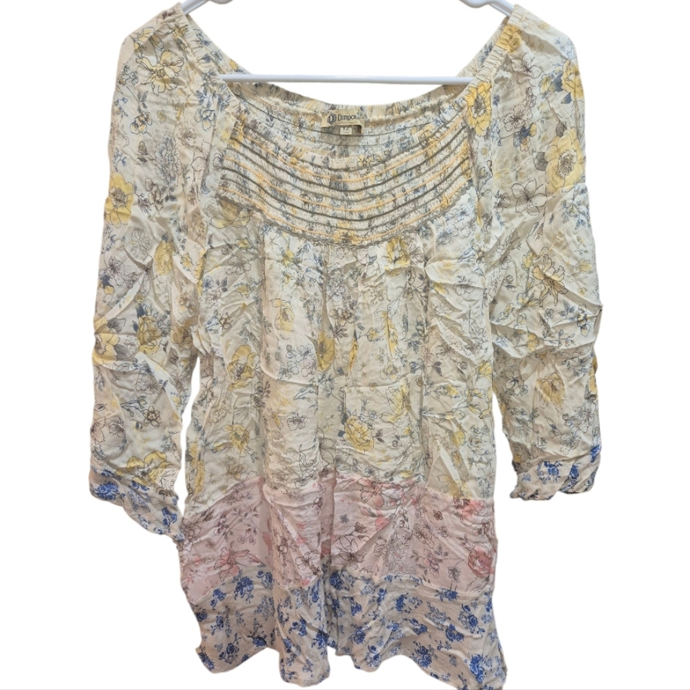 Democracy Multicolor Floral Blouse Boho Size XL